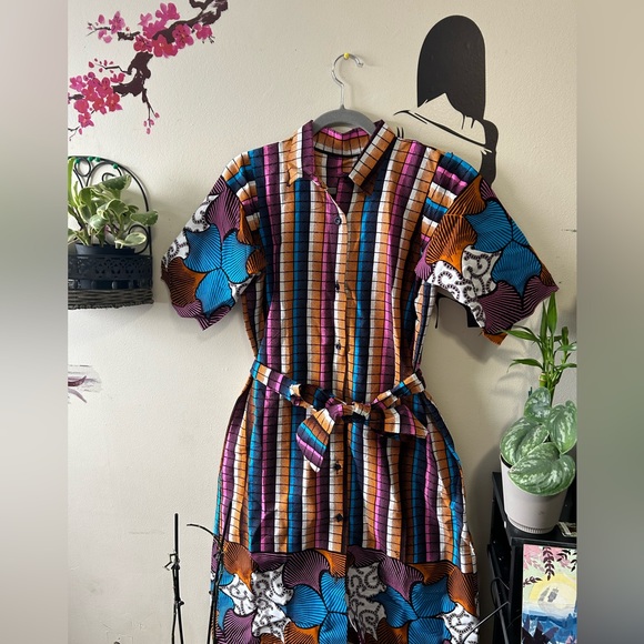 Colourful Ankara Button & Tie Dress - Picture 8 of 14